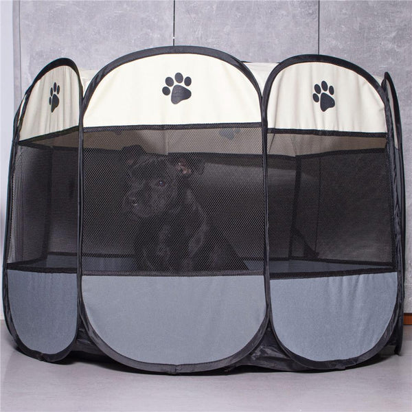 Tarc pliabil pentru animale de companie, diametru 91cm, gri crem