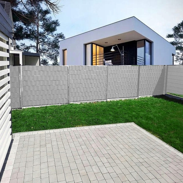 Panou de gard pentru intimitate in gradina, PVC, 35 x 0.05 m, gri