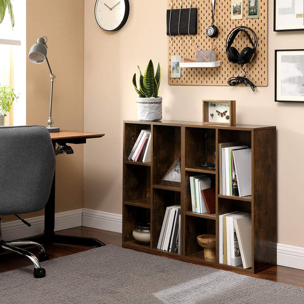 VASAGLE Biblioteca, raft cu 5 unitati de depozitare, pentru living, din lemn, 50x24x80cm, maro rustic