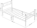VASAGLE Cadru de pat metalic, pliabil rapid, pentru saltea 90x190 cm, stil industrial loft, 198x92x86 cm, alb