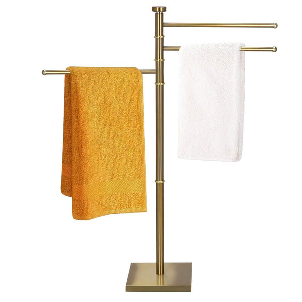 Suport cuier pentru prosoape cu 3 brate, inaltime 86cm, auriu lucios