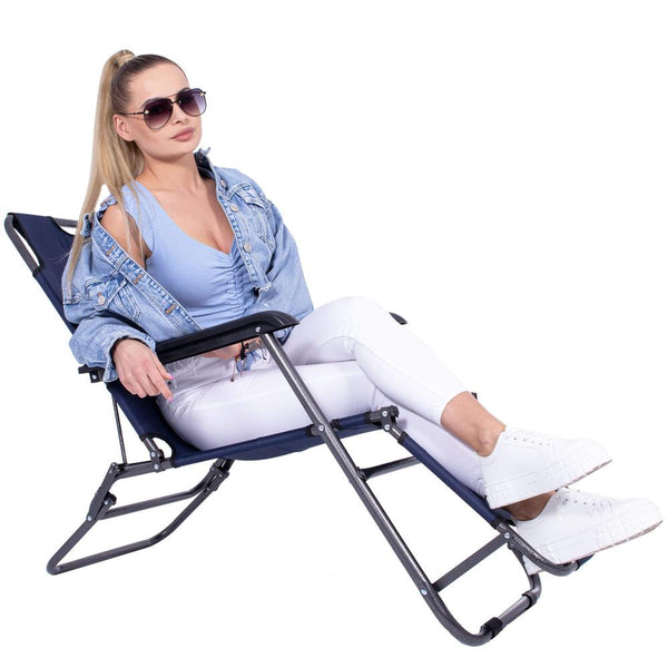 Sezlong pliabil SERSIMO GC12, Relax Zero Gravity, 80x60x153cm, Albastru inchis