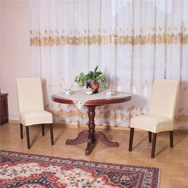 Set 4 huse universale pentru scaun, marime universala, poliester si spandex, 45 x 60 cm, bej