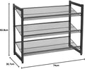 SONGMICS Raft de depozitare pantofi pe 3 niveluri, metal, rafturi plate sau unghiulare reglabile, 31x74x63cm, negru