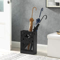 SONGMICS Suport metalic pentru umbrele, cu carlige si tava de picurare, 28x12x41cm, negru