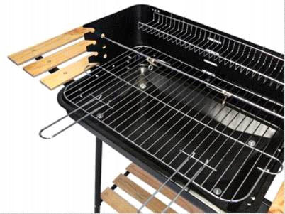 Gratar metalic pe carbuni, tava cromata, cu spita pentru rotisor, 104x88x45cm