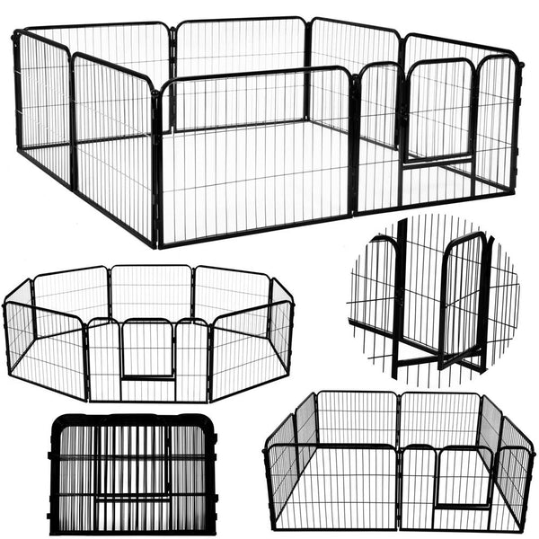 Tarc pentru animale de companie, din fier, forma configurabila, cu usa de acces, 5XL, 160x160x60cm, negru