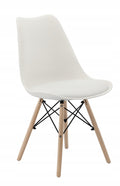 Set 4 scaune de bucatarie, design scandinav modern, sezut cu burete, alb