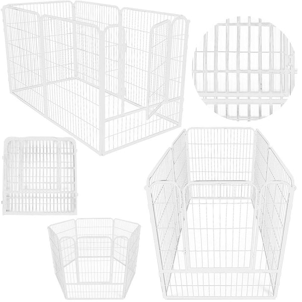 Tarc pentru animale de companie, din fier, forma configurabila, cu usa de acces, 4XL, 184x100x93cm, alb