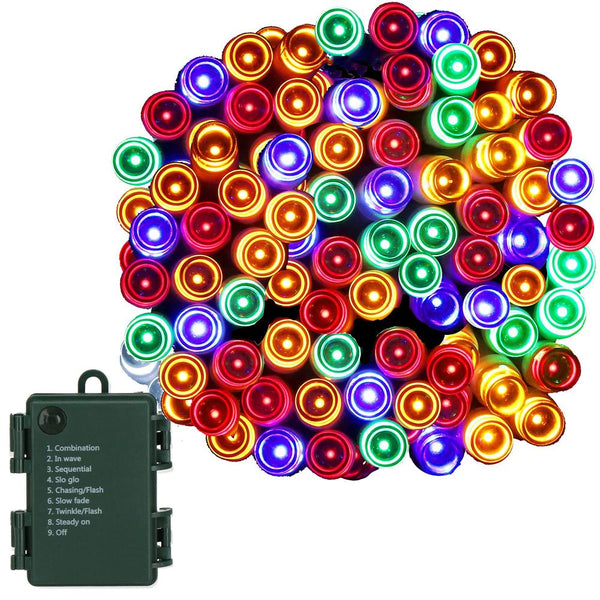 Instalatie lumini de exterior pentru gradina, 10 metri, 100 LED-uri, cu baterii, multicolor