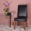 Set 4 huse universale pentru scaun, marime universala, poliester si spandex, 45 x 60 cm, imiatie piele negru