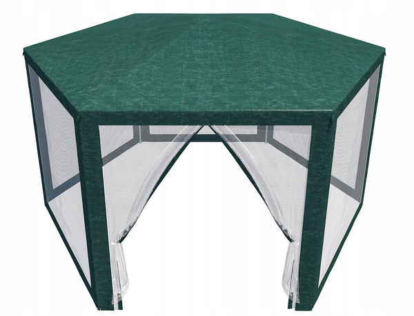 Pavilion cu plasa anti-insecte, fermoar, hexagonal, 200cm, Verde
