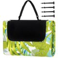 Patura pentru picnic sau plaja, cu folie izolatoare si maner, 150x200cm, model frunze, verde
