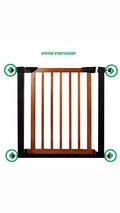 Poarta de siguranta Safety Gate pentru scari, ajustabila 75-82 cm, din otel si lemn, negru maro
