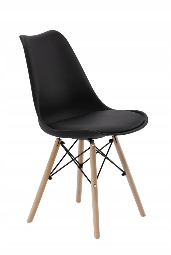 Set 4 scaune de bucatarie, design scandinav modern, sezut cu burete, negru