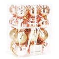 Set globuri de Craciun cu modele de sarbatori, 24 bucati, 6cm, rose