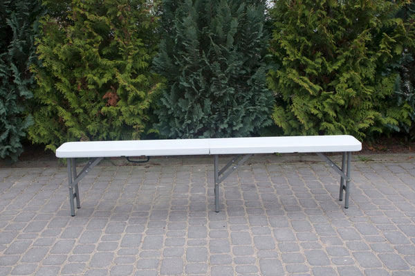 Banca pliabila pentru gradina sau catering, HDPDE, 180x24x42cm, alb