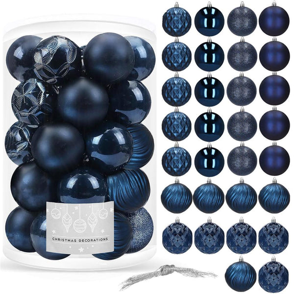 Set globuri de Craciun, 30 bucati, 6 modele, 8cm, albastru inchis