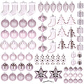 Set globuri si decoratiuni de Craciun, 77 piese, diverse dimensiuni, roz