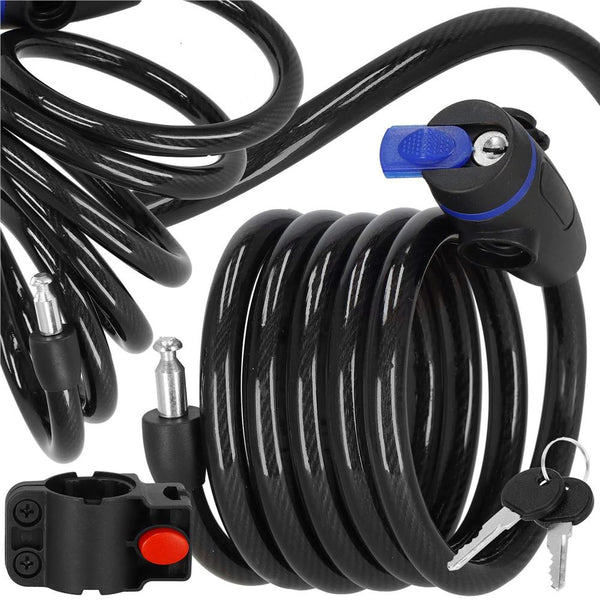 Lant antifurt bicicleta si trotineta, inchidere cheie, lungime 180 cm, Otel, Negru