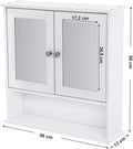 VASAGLE Dulap de baie de perete cu oglinda, 2 usi, compartiment deschis, rafturi reglabile, 13x56x58cm, alb