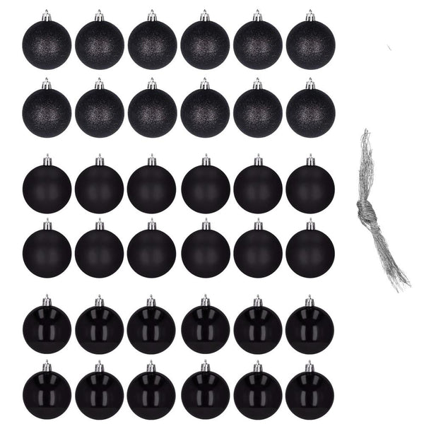 Set globuri de Craciun, 36 bucati, 3 modele, 3cm, negru