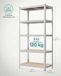 SONGMICS Raft de depozitare metalic, cu rafturi din MDF, 5 polite, max. 600 kg, 200x100x50cm, argintiu