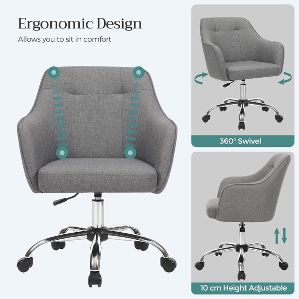 SONGMICS Scaun de birou ergonomic, inaltime reglabila, 65x69x(83-93) cm, gri
