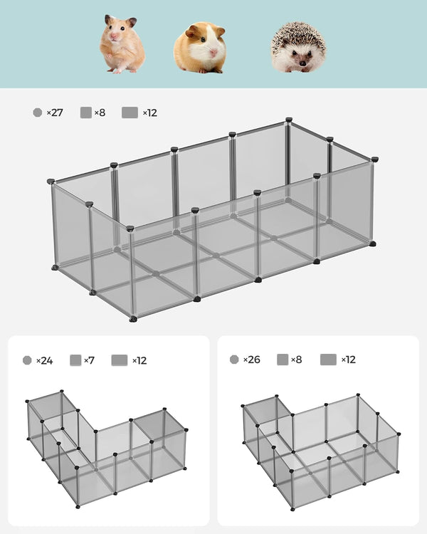 SONGMICS Tarc pentru animale de companie, din plastic, DIY, configurabil, 143x73x46cm, gri