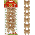 Set 6 ornamente pentru bradul de Craciun, fundita, 8cm, auriu