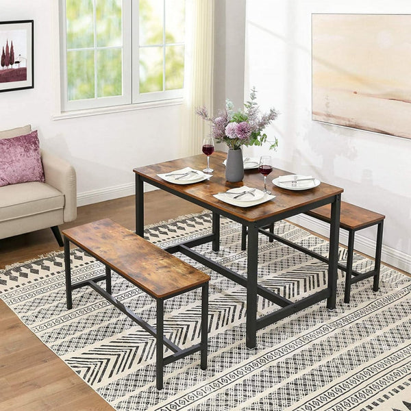 VASAGLE Set 2 banci de interior, pentru masa bucatarie, stil industrial, 108x33x50cm, maro rustic