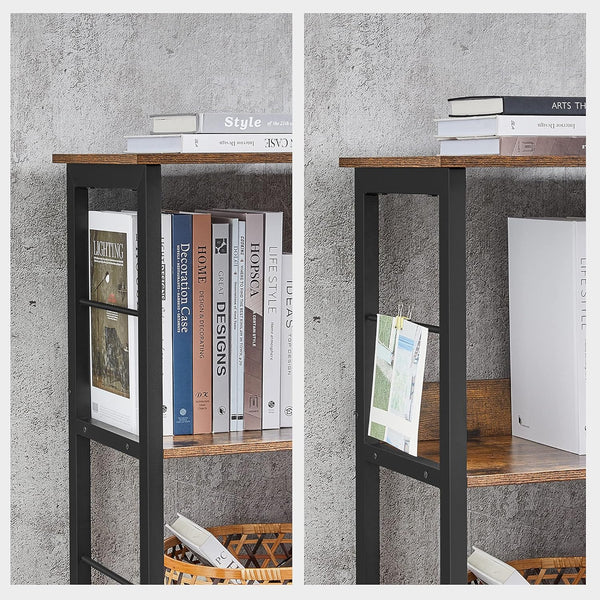 VASAGLE Biblioteca, raft cu 6 unitati de depozitare, din lemn, 33x120x80 cm, maro rustic