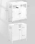 VASAGLE Dulap baie 60x30x60 cm, 2 usi, compartiment deschis, stil scandinav, alb mat
