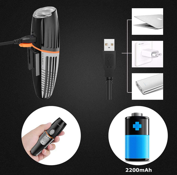 Lampa LED pentru bicicleta, reincarcabila USB, rezistenta la apa, 2200 mAh, autonomie pana la 15 ore