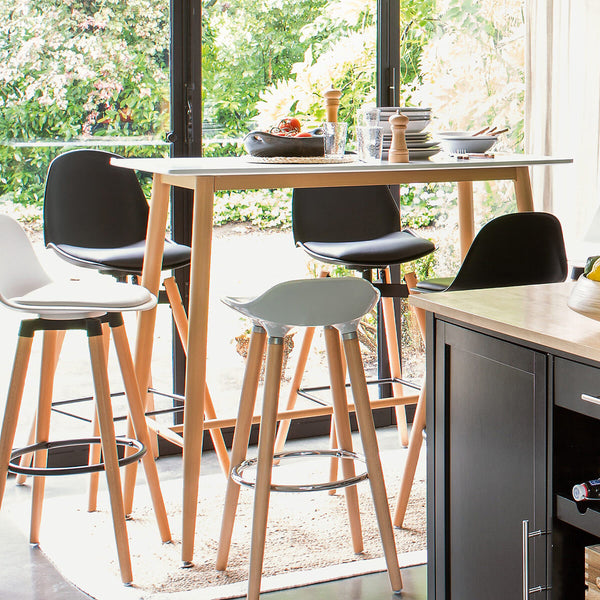 Scaun bar Atmosphera Maxon, 40x43x92 cm, picioare din fag, stil scandinav, alb