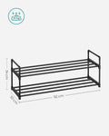 SONGMICS Suport pantofi 92x30x34 cm, 2 niveluri, suprapozabil, structura metalica, negru