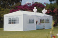 Pavilion de gradina 300x900 cm, 8 pereti detasabili cu ferestre si usa, structura metalica, PE impermeabil, alb