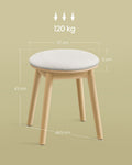 SONGMICS Taburet rotund boho cu picioare din lemn si sezut moale, 37x37x43 cm, alb crem