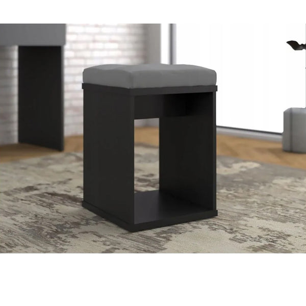 Taburet pentru masuta de toaleta cu sezut confortabil, 30x30x42 cm, negru