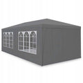 Cort de gradina 300x600 cm, 6 pereti detasabili cu ferestre si usa, structura metalica, PE impermeabil, gri