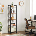 VASAGLE Raft cu 5 etaje, tip biblioteca, cadru metal si polite lemn, 40x30x153cm, industrial, maro rustic si negru