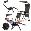 Sezlong pliabil cu parasolar si suport pahare, 77x110x175cm, maro