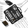 Set accesorii pentru gratar din inox, 20 de piese inclusiv perie, husa transport