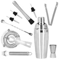Set Cocktail Shaker Kit pentru barmani 550ml, KI24, suport bambus, 11 piese
