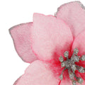 Set 10 ornamente pentru bradul de Craciun, stea Poinsettia, 13cm, roz
