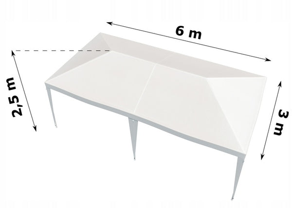 Cort pavilion de gradina, 600x300 cm, impermeabil cu rezistenta UV, alb