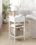 VASAGLE Noptiera cu sertar pentru dormitor, design scandinav, 35x35x70cm, alb
