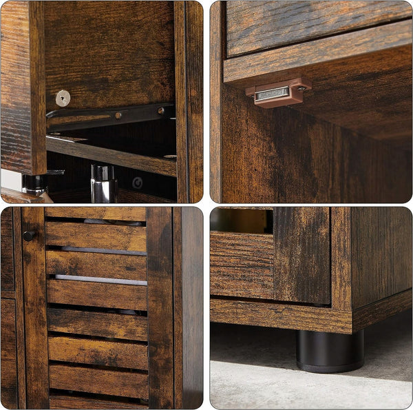 SONGMICS Comoda cu 3 sertare si dulap, 60x30x80cm, maro rustic