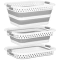 Cos de rufe pliabil tip lighean, cu manere, din plastic si silicon, 53x38x24cm, 24litri, gri