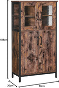 VASAGLE Dulap multifunctional pentru baie, stil industrial, 60x30x108cm, maro rustic si negru